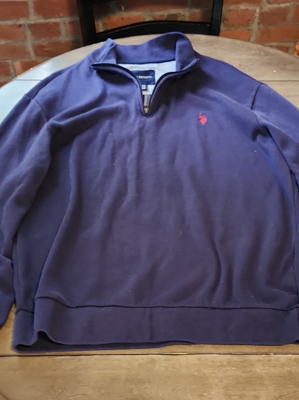 Polo by Ralph Lauren Men’s Navy Half-Zip Sweater with Red Pony - Picture 2 of 6